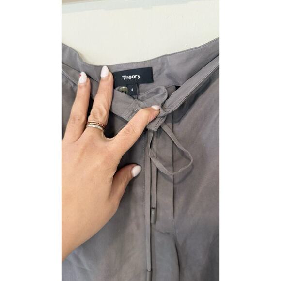 Theory Womens Silk Drawstring Buttoned Cropped Cargo Pocketed Pants Size 4 1749 - Picture 7 of 13